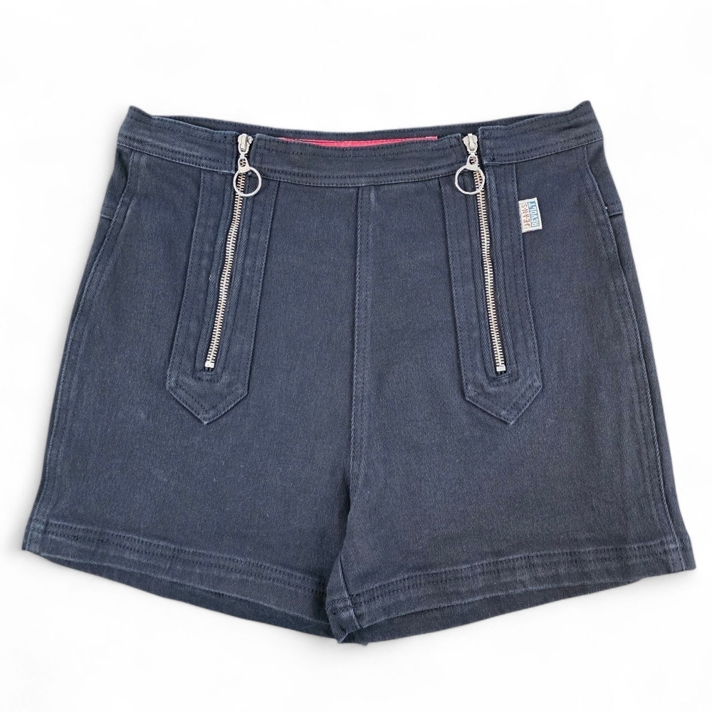 Revolt Jeans Vintage Black Denim Zip Front Shorts Women’s Size 13/14 Y2K Grunge